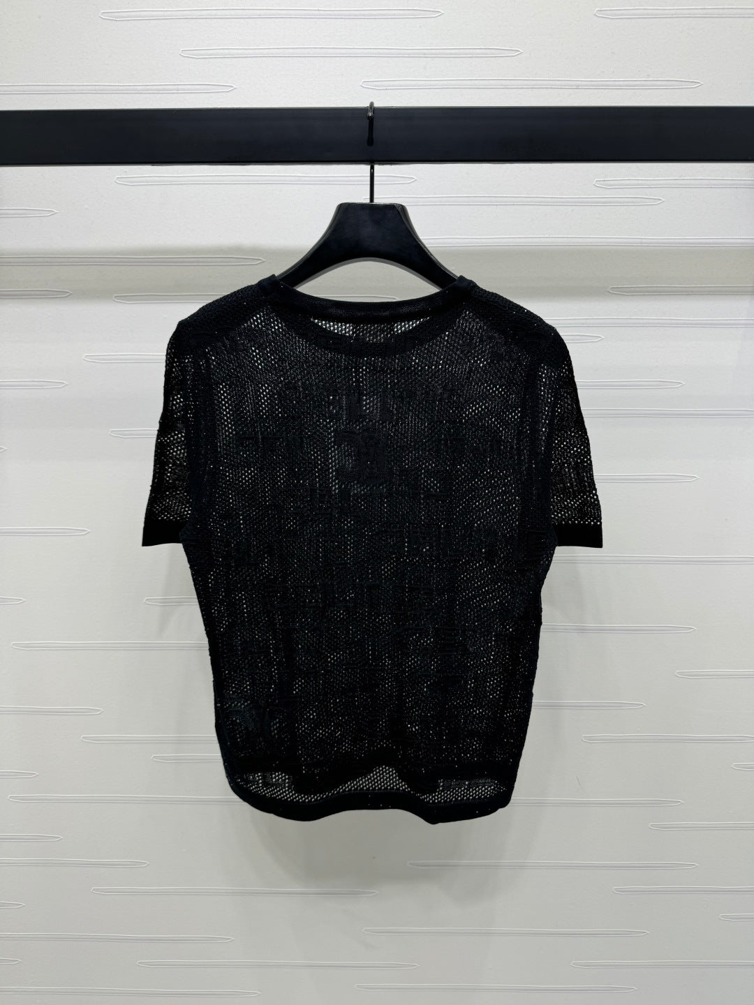CELINE SHORT-SLEEVE CROCHET TOP BLACK 274808
