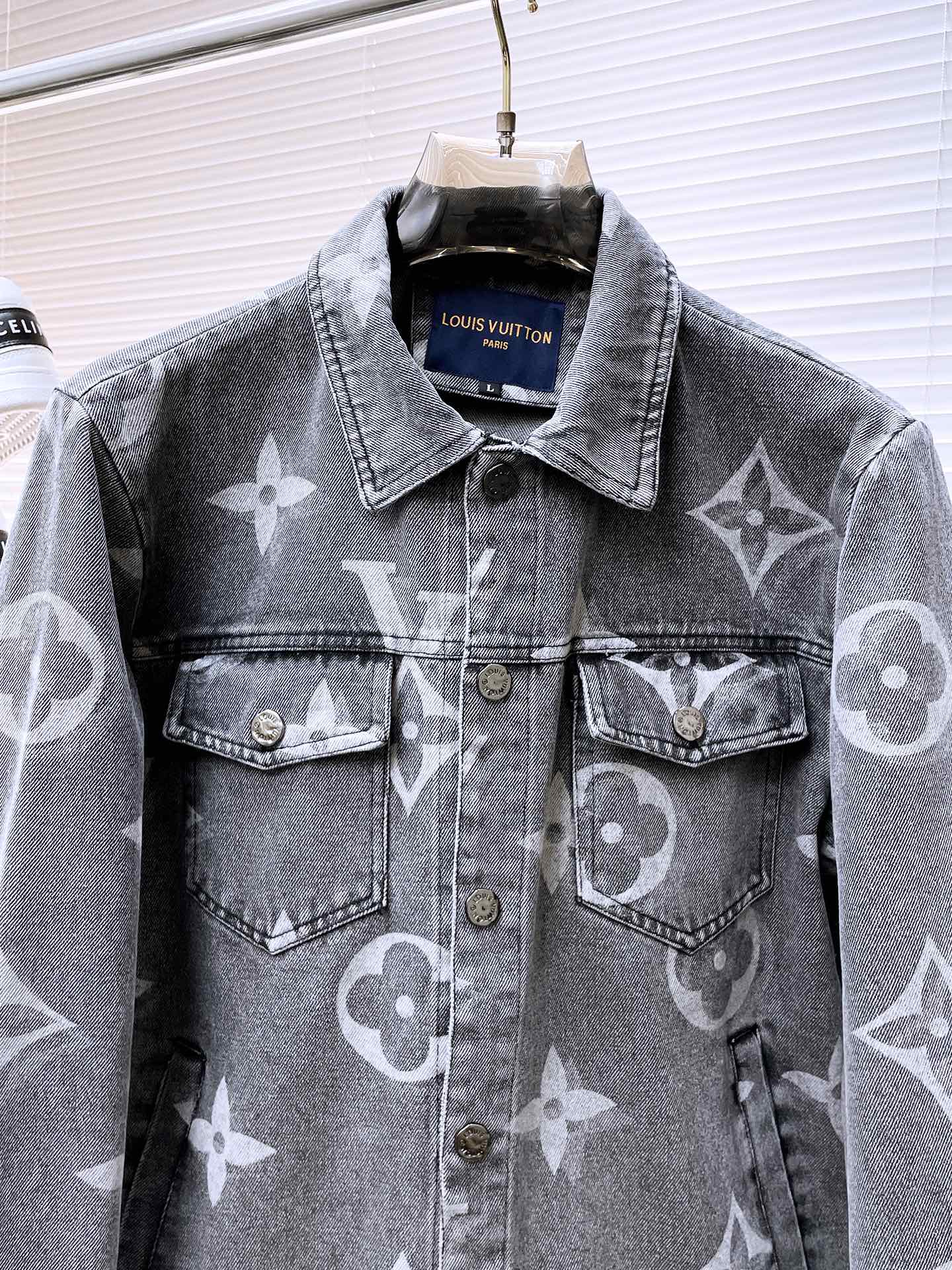 LOUIS VUITTON LV BASIC SHIRT JACKET IN GRAY MONOGRAM DENIM 239130