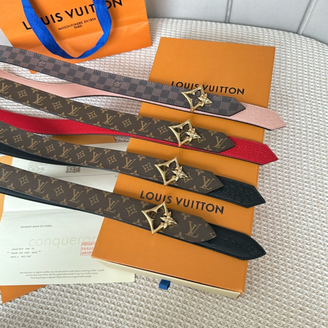 LOUIS VUITTON LV FLOWERGRAM 30MM REVERSIBLE BELT IN LIGHT PINK CALFSKIN GOLD HARDWARE
