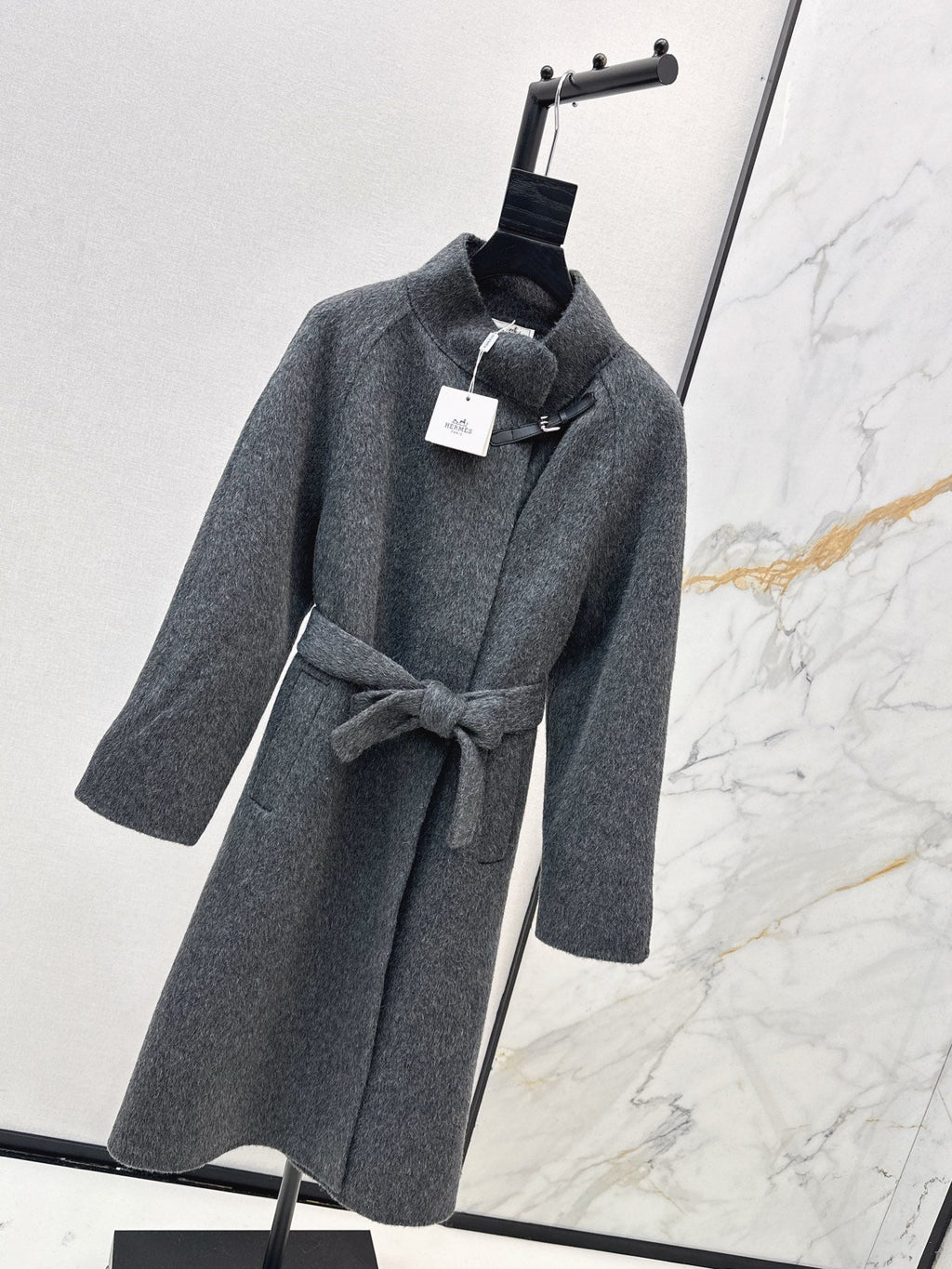HERMES 25S LONG STAND-COLLAR COAT 451